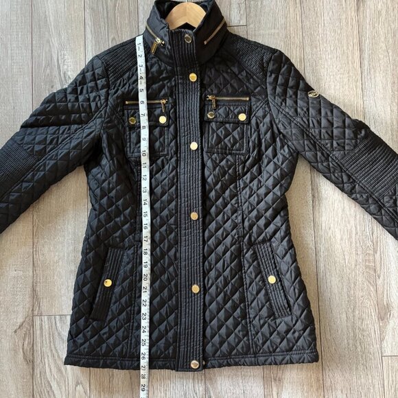 Michael Kors Quilted Black Jacket Womens Size Extra Small Preppy Winter Coat - Picture 13 of 16